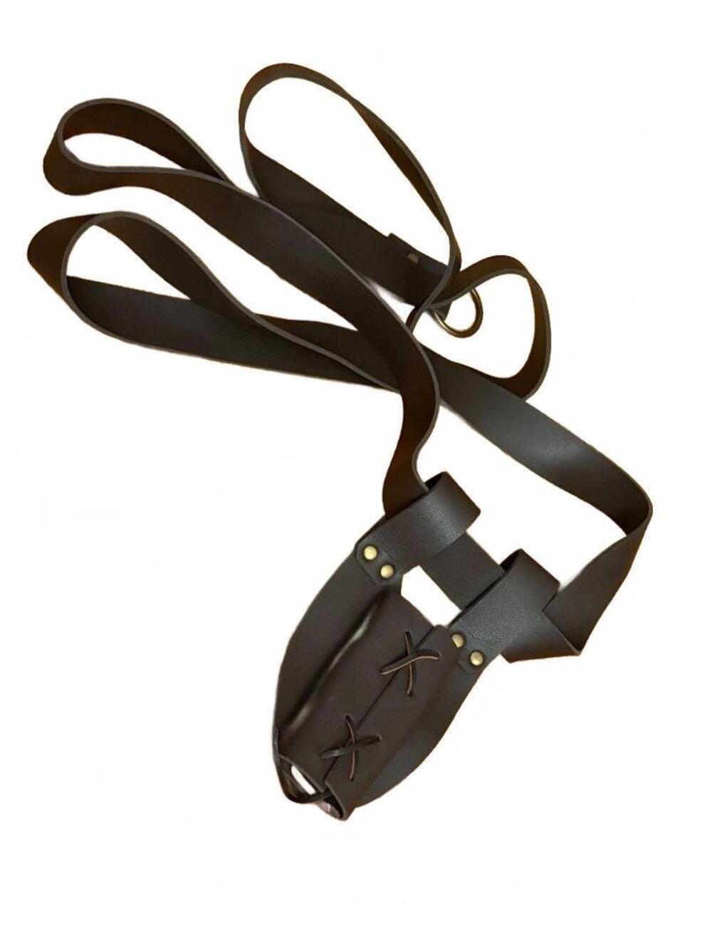 Vintage Style Brown Faux Leather Belt with Dagger